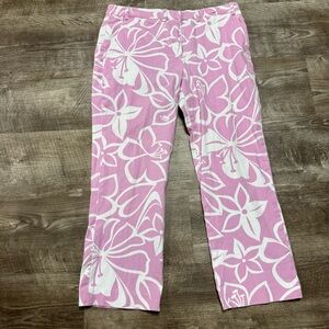 Tailor New York Pink & White Floral Pants Size 10